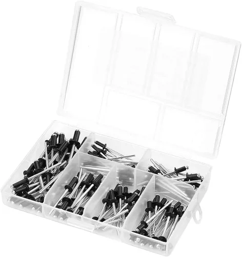Miniatura 3 de Remaches de aluminio negro, retenedor de remache de sujeción de tornillo negro, 120 piezas M2.4 / M3.0 / M3.2 / M4 Kit de remaches ciegos