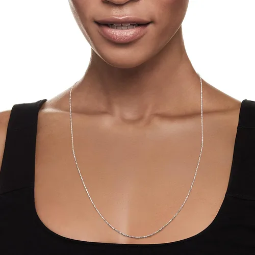 Miniatura 5 de Ross-Simons Collar italiano de cadena trenzada de oro blanco de 0.039in de 14 quilates