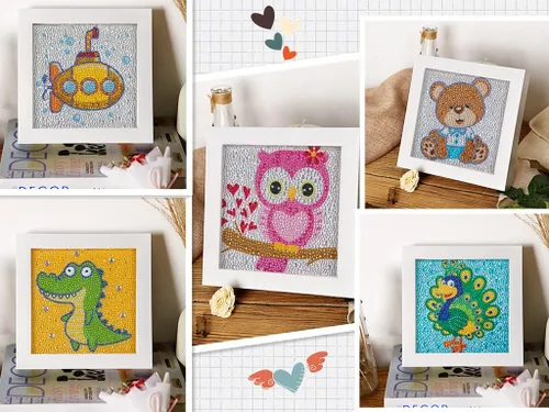 Miniatura 2 de HUBENDMC Kits de pintura de diamantes para niños, paquete de 6 gemas para niños, arte de diamantes fácil para principiantes, manualidades de puntos