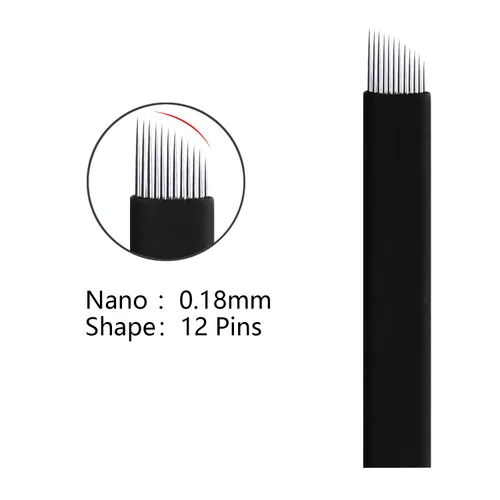 Miniatura 2 de S12 30 agujas Microblading 0.007 in Nano, aguja desechable para tatuaje de cejas para máquina de maquillaje permanente, suministros manual, 12