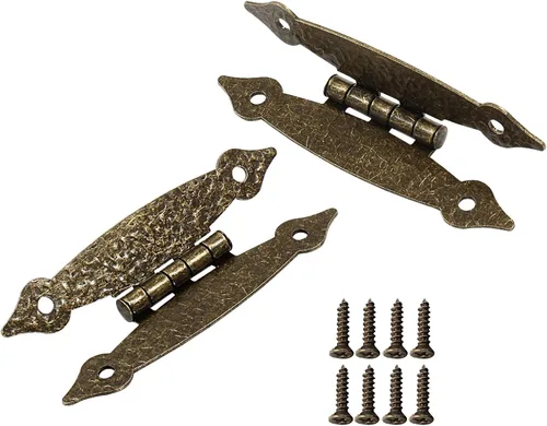 Miniatura 5 de Murtenze Paquete de 4 Bisagras en H Antiguas de Bronce de 3.5 Pulgadas, Bisagras de Gabinete de Acero Laminado en Frío, Bisagras Planas, Bisagras