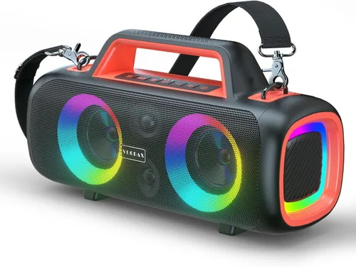 Miniatura 10 de Altavoz Bluetooth portátil inalámbrico, sonido fuerte de 140 W de pico con 2 subwoofers y refuerzo de graves, altavoz impermeable para exteriores