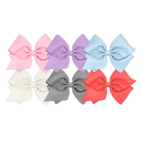 Miniatura 13 de Wee Ones Juego de 6 piezas de lazos para niña, paquete variado de grosgrain sólido en una pinza de pelo antideslizante WeeStay, mediano, azul, azul