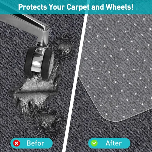 Miniatura 7 de Alfombrilla para silla de oficina para alfombra: 48 x 36 pulgadas, alfombrilla transparente para silla de escritorio para suelo de alfombra