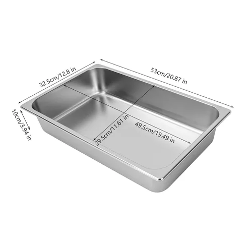 Miniatura 7 de Hotel Pan - Sartenes de acero inoxidable con tapa, paquete de 3 bandejas de vapor perforadas de 2.6 pulgadas y 4 pulgadas de profundidad para mesa