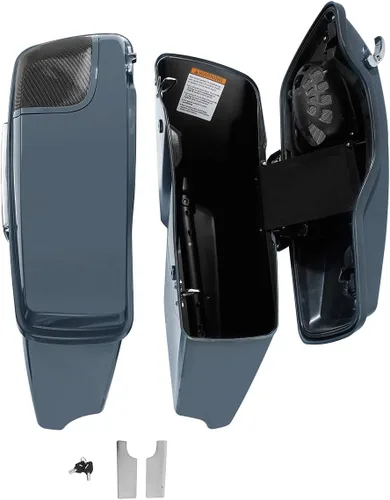 Miniatura 4 de Alforjas de ABS extendidas gris Gunship de 4 pulgadas para Harley Touring CVO Street Electra Glide 2014-2023