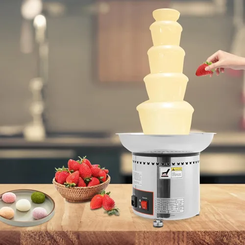 Miniatura 7 de Fuente de fondue de chocolate de 5 niveles, calentador eléctrico de acero inoxidable para derretir chocolate, máquina de fusión calentada, capacidad