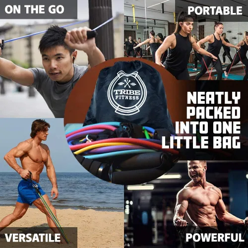 Miniatura 5 de Conjunto de Bandas de Resistencia para Hombres, Mujeres, Ejercicio y Entrenamiento. Bandas de Fitness para Trabajo de Piernas y Bíceps. Bandas