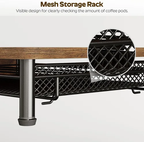 Miniatura 5 de YATINEY Soporte para cajones de cápsulas de café, cajón de cápsulas de café para taza K, organizador de almacenamiento de cápsulas de café de Rustic