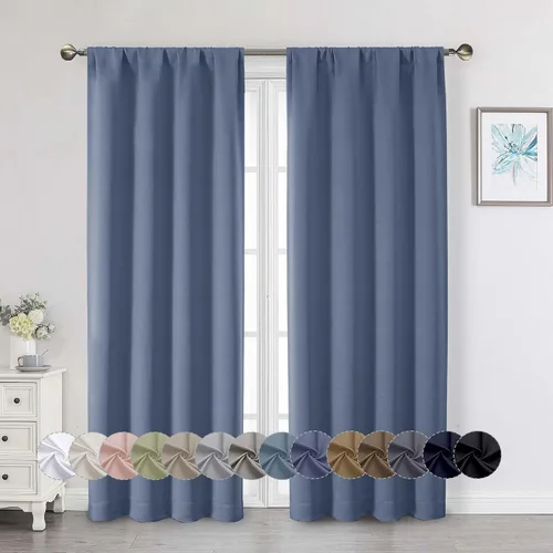 Miniatura 63 de Cortinas opacas para dormitorio, sala de estar, juego de 2 paneles de 54 pulgadas de largo, cortinas de oscurecimiento de habitación con aislamiento