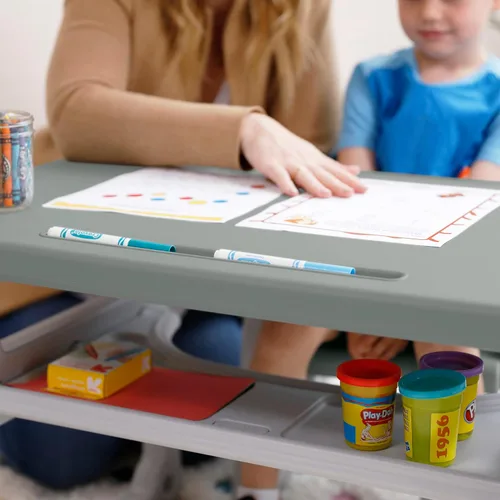 Miniatura 7 de ECR4Kids Escritorio y silla para niños pequeños, muebles para niños, gris/gris claro, 2 piezas