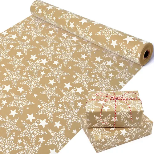 Miniatura 15 de Papel de regalo de Navidad, papel de regalo de Navidad de papel kraft negro y dorado con lámina, rollo jumbo, papel de regalo negro y blanco