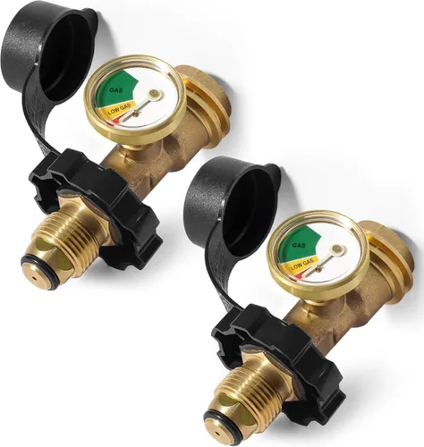 Indicador de nivel de tanque de propano POL de ajuste universal, paquete de 2 medidores de gas propano para tanque de propano LP de 100 libras,