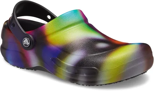 Miniatura 2 de Zuecos Crocs Unisex Adulto Bistro Zapatos de trabajo antideslizantes, neón Tie Dye, 6 Women/4 Men