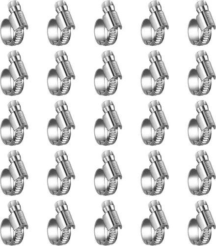 Miniatura 24 de Abrazaderas de manguera de engranaje helicoidal antideslizantes #4, abrazaderas de tornillo de acero inoxidable ajustables de 5/16 a 1/2 pulgadas