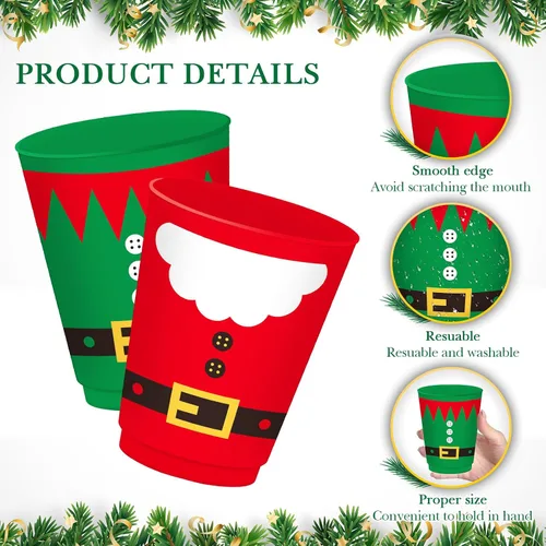 Miniatura 3 de Nuenen 24 vasos de Navidad reutilizables de 16 onzas para chocolate caliente, café, cerveza, helado, invierno, fiesta de Navidad, suministros
