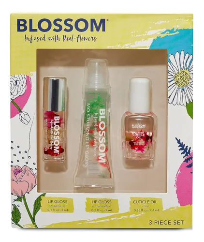 Miniatura 10 de Blossom Brillo labial perfumado roll-on, infundido con flores reales, fabricado en Estados Unidos, 0.3 fl. oz./9ml, juego de regalo de 3