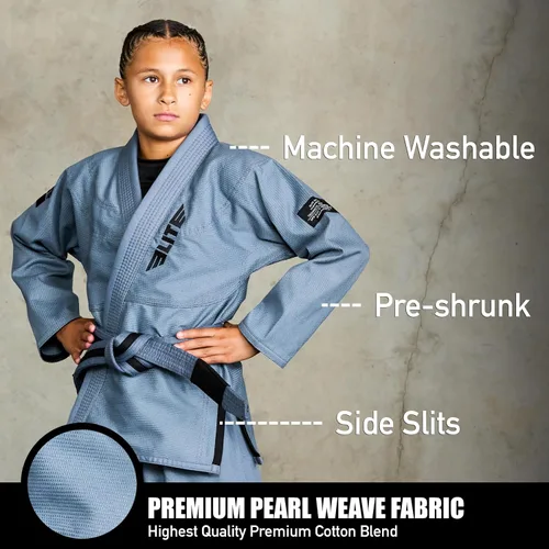 Miniatura 2 de Elite Sports Kids BJJ GI - Kimono brasileño Jiujitsu Gi con tela preencogida y cinturón, para niños y jóvenes, aprobado por la IBJJF