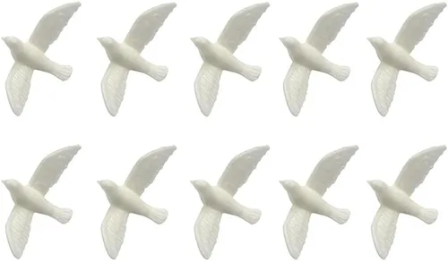 10 piezas de mini figura de paloma para casa de muñecas, estatua en miniatura de animales, escultura de paloma blanca artificial, decoración de