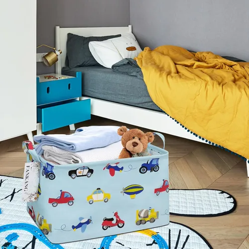 Miniatura 4 de Canasta plegable de almacenamiento para guardería, con revestimiento de polietileno impermeable, de grand tamaño, para niños y niñas, oficina