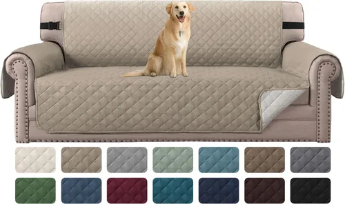 Miniatura 46 de H.VERSAILTEX Funda de sofá resistente al agua para sofá de 3 cojines, reversible, protector de muebles acolchado con correa elástica, funda de sofá