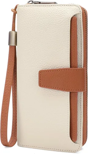 Miniatura 9 de GOIACII Cartera para mujer, de gran capacidad, con bloqueo RFID, para teléfono, tarjetero de embrague, cartera larga de viaje, color azul