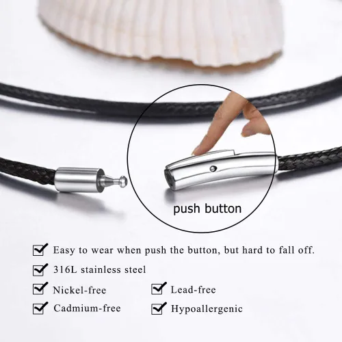 Miniatura 4 de Stainless Steel Pendant Necklace for Men Women, Cool Punk Shark Teeth Necklace, Cross Necklace, Star Of David Necklace, Black Leather Cord, Come