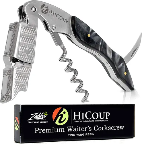 Sacacorchos para camareros De HiCoup. Premium, todo-en-uno sacacorchos, abre botellas y cortador de lámina, Fine Ying Yang