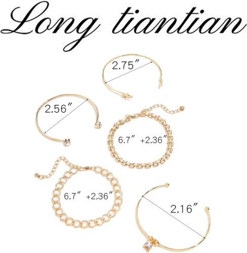 Miniatura 41 de Long tiantian Pulsera de oro gruesa para mujer, pulseras de oro delicadas, pulseras para mujer, pulseras apilables de eslabones de cadena