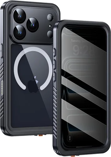 Lanhiem Funda Magnética para iPhone 17 Pro de Privacidad, Funda Impermeable a Prueba de Polvo, [Protector de Pantalla Antiespía Integrado]