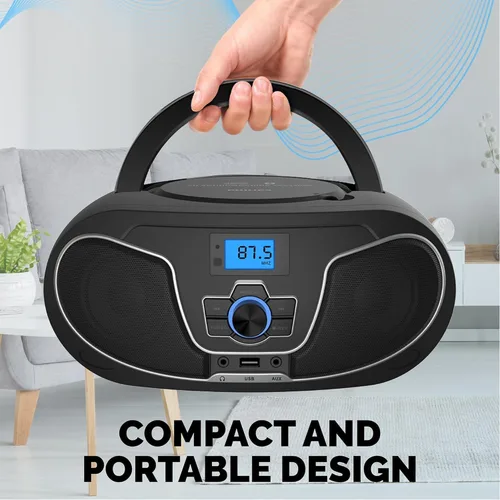 Miniatura 8 de Philips Boombox reproductor de CD, refuerzo dinámico de graves con Bluetooth, radio FM, reproducción USB y entrada AUX, Boombox portátil de carga