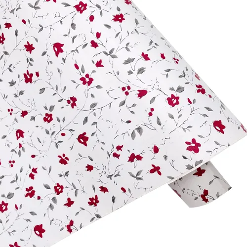 Yifely Papel autoadhesivo para decoración de estantes florales rurales, color rojo, 17.7 pulgadas por 9.8 pies
