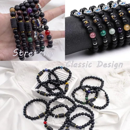 Miniatura 5 de yomlry 2 pulseras del zodiaco de 0.315in, pulsera de cristal curativo espiritual para mujeres y hombres, pulsera de 12 constelaciones, signo