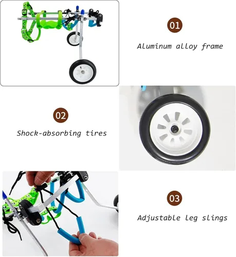 Miniatura 6 de Dog Wheelchair Doggy/Cat Wheelchair with 2 Wheel & Harness, Extra Small Dog Bike Trailer for Paralyzed Back Legs,S