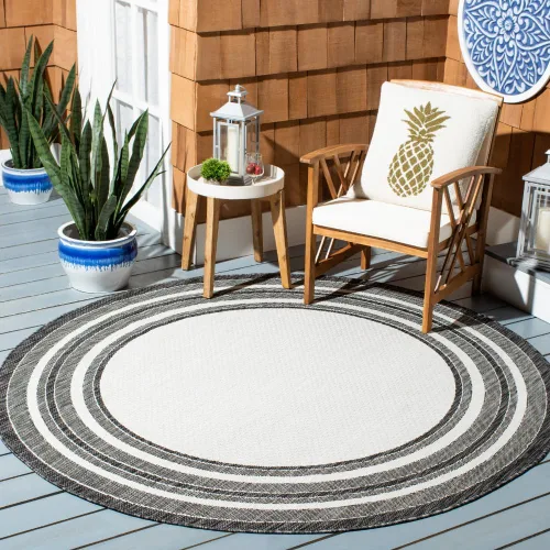 Miniatura 77 de SAFAVIEH Alfombra lavable al aire libre Courtyard Collection – 4' x 5'7", beige oscuro y beige, no desprende pelusa y fácil de limpiar, ideal