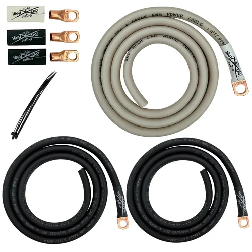 Miniatura 11 de Sky High - Kit de cableado eléctrico OFC de gran tamaño de calibre 4, color rojo y negro, mejora el flujo de voltaje y el rendimiento Rojo/Negro