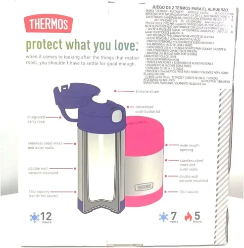 Miniatura 3 de Thermos FUNtainer - Juego de almuerzo para niños y botellas de alimentos sin BPA apto para lavavajillas, 2 unidades (rosa, juego de 2 piezas)