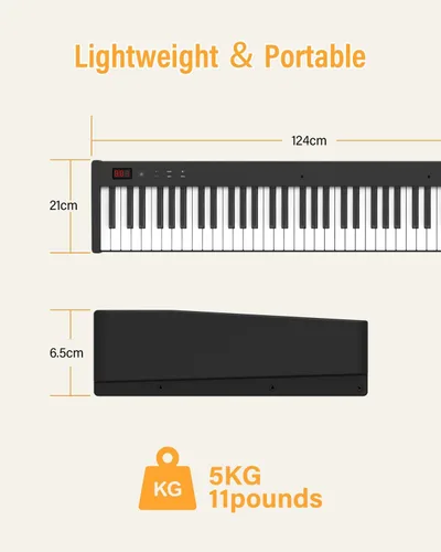 Miniatura 8 de KONIX Piano de Teclado de 88 Teclas Semi Pesado, Piano Digital de Tamaño Completo con Soporte Doble X, Piano de Teclado Portátil para Principiantes