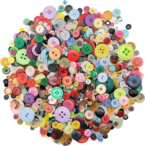 Miniatura 15 de 600-700Pcs Botones de Navidad para manualidades, surtidos en rojo, blanco y verde, botones de Navidad para costura, manualidades, decoración DIY