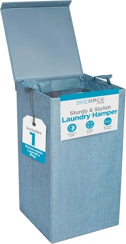Miniatura 13 de BIRDROCK HOME Cesta de lavandería con tapa, bolsas extraíbles para clasificar ropa, cesta de lavandería seccionada para dormitorio y baño, Marrón