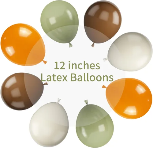 Miniatura 3 de Globos verde salvia y naranja, 12 pulgadas, globos verdes, marrones, naranjas, verde oliva, marrones, beige, globos de la jungla, safari, bosque
