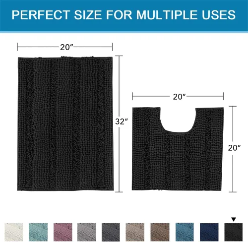 Miniatura 68 de H.VERSAILTEX Tapetes de baño antideslizantes para baño, alfombras de baño extragruesas de felpilla a rayas, tapetes de baño de 47" x 17", alfombras