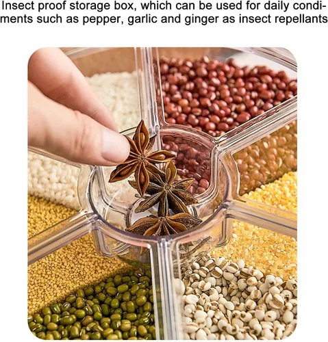 Miniatura 9 de Dispensador de arroz, dispensador de granos, 6 rejillas, dispensador de PP, organizador de almacenamiento de granos para cocina doméstica (#1)