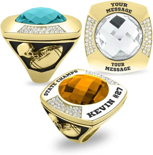 Miniatura 8 de Anillo de campeonato de acero inoxidable con texto y color personalizados - Trofeo, fútbol americano, béisbol, baloncesto, deportes electrónicos