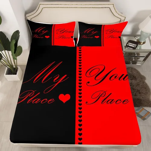 Miniatura 23 de Sábana bajera ajustable King Crown vintage negro y gris, sábanas románticas para el día de San Valentín, tamaño individual para mujeres, regalos