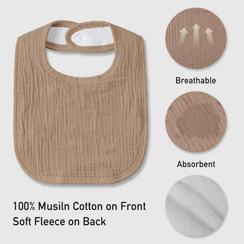 Miniatura 5 de Baberos de muselina para babeo de bebé unisex para niños y niñas, paquete de 10 baberos de algodón suave para dentición y babeo, regalos esenciales