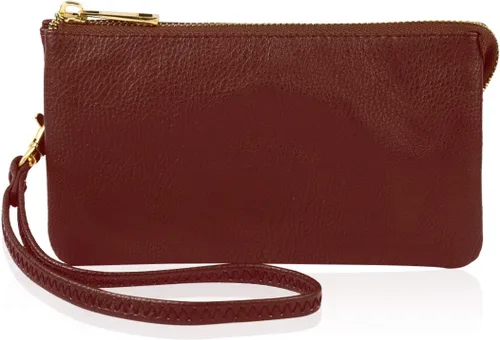 RIAH FASHION Monedero convertible de piel sintética - Mini bolso de mano desmontable cadena bandolera correa soporte para teléfono