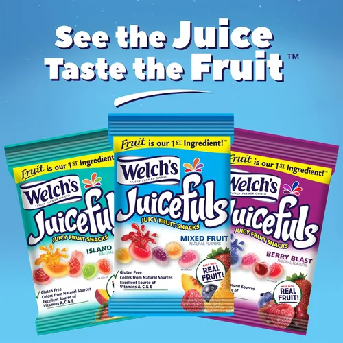 Miniatura 5 de Welch's Juicefuls - Bocadillos de frutas jugosas, salpicaduras de isla, sin gluten, bolsas de tamaño compartido de 4 onzas (paquete de 3)