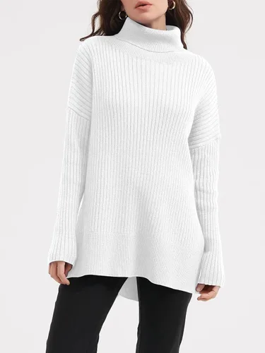 Miniatura 2 de LILLUSORY Suéter de cuello alto de gran tamaño para mujer 2023, suéter de punto acanalado de moda para otoño