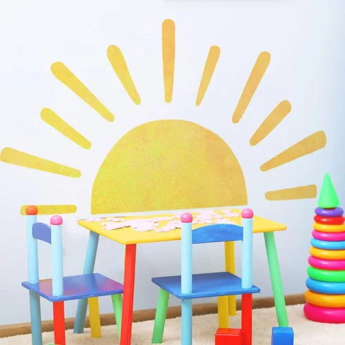 Miniatura 5 de 45.6 x 23.8 pulgadas, diseño bohemio de medio sol, calcomanías de pared removibles para pared, vinilo para despegar y pegar, calcomanías de medio